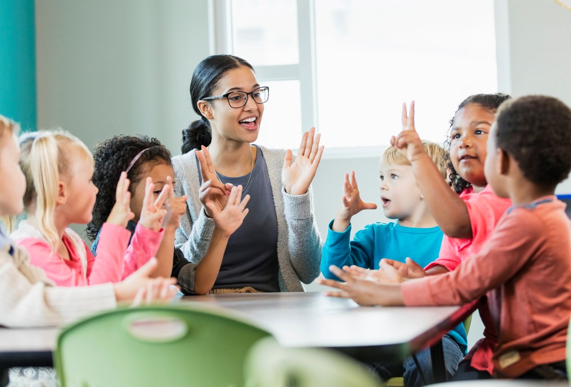 Preschool children in class