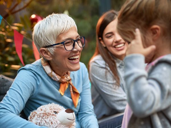 Grandma, daughter, and granddaughter having fun